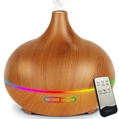 Bild av Aroma diffuser 550 ml eteriska oljor diffusor, aromaterapi diffuser, BPA fri ultraljud luftfuktare med 7 LED ljusfärger, 4 inställningar av timern för hemmet, sovrum, kontor, yoga