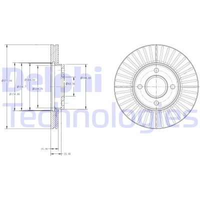 Bild av DELPHI BG4117 Disque de frein 278 25 4 ventilé huilé non traité sans roulement roue, bague ABS FORD: FIESTA 5