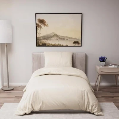 Bild av Dreamzie Sängkläder i set, 135 x 200 cm, med 1 örngott, 80 beige påslakan, 200, för enkelsäng av 100 % mikrofiber certifierad utan kemikalier (Oeko TEX)