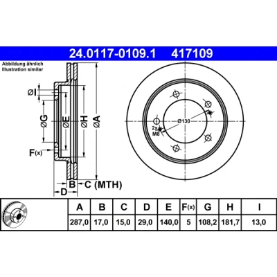 Bild av Bromsskiva Ate 24.0117 0109.1