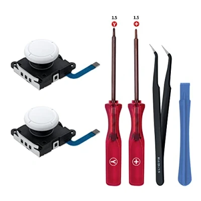 Bild av Tolesum Switch Joystick ersättning 3D Analog Joycon för NS Switch/Switch OLED Joycon/Switch Lite med reparationssats vit