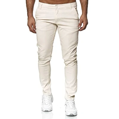 Bild av Tazzio Chino 19530 för män slim fit stretch chinos byxor med bomullsblandning designer fritidsbyxor, året runt, bekväm, ecru, 32W / 30L
