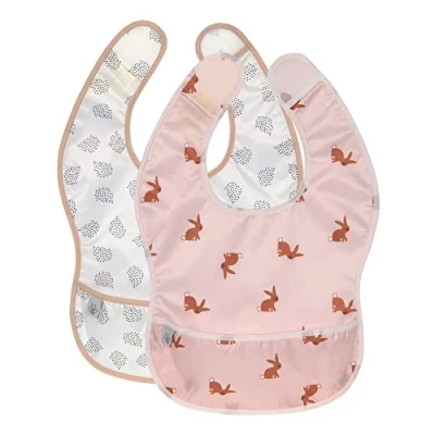 Bild av Casual babyhaklappar set 2 st. med uppsamlingsskydd vattenavvisande/Little Forest Rabbit
