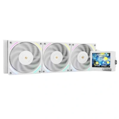 Bild av Thermalright Mjolnir Vision 360 Argb White CPU AIO kylare, IPS LCD skärm med 320 x 240 upplösning, för AM5&amp;LGA 1700/1851, kraftfull Specs vattenkylning 3,5 tums avtagbar