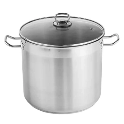 Bild av HI Universalgryta med glaslock (15 l &amp; 28 cm diameter) 15 liter kastrull i rostfritt stål, induktionskastrull, gasspis, elektrisk, keramisk, perfekt t.ex. som soppgryta