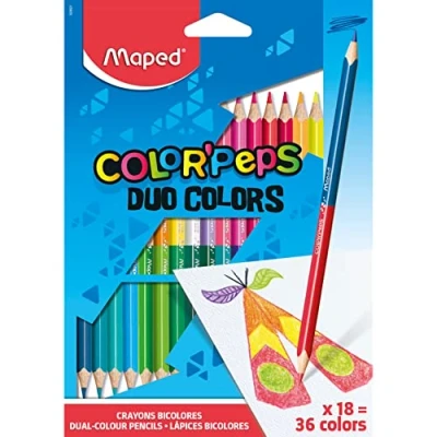 Bild av Maped ergonomiska tvåfärgade färgspennor, färgpennor COLOR&#039;PEPS DUO 18 x pennor = 36 färger, M829601