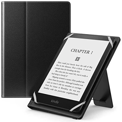 Bild av MoKo Universal Case for 6&quot;,6.8&quot;,7&quot; Kindle eReaders Kindle/Kobo/Voyaga/Lenovo/Sony E Book Reader, Lightweight PU Leather Folio Shell Cover Case, with Hand Strap/Kickstand, Black