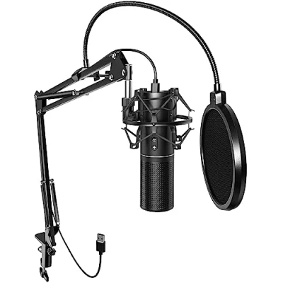 Bild av USB gaming mikrofon PC, TONOR Podcast kondensator kit njurkarakteristik med arm stativ popskydd, sändning mikro, för streaming inspelning YouTube Twitch PS4/5, Q9 Ny Modell