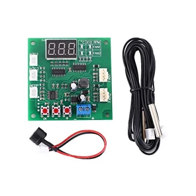 Bild av DONGKER Drivrutinsmodul, DC 12 V 24 48 2 kanaler PWM 4 tråds fläkttemperaturkontroll hastighetsregulator displaymodul för PC fläkt/larm
