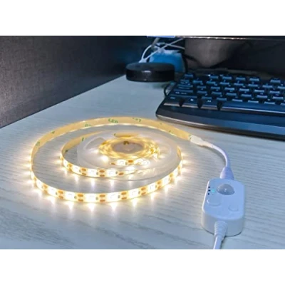 Bild av Vortex HJ J0083C USB LED remsa med rörelsesensor, kall vit eller varm vit, 1 m/3 m alternativ, dimbar skåpbelysning, rörelseaktiverad, underskåp sängremsa (3 meter, cool vit)