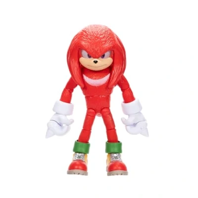 Bild av Sonic The Hedgehog 3 Movie Knuckles Collector leksaksfigur av Jakks Pacific, står 5 tum / 13 cm lång, mycket artikulerad för pojkar/flickor, officiellt licensierad film, föreslagen