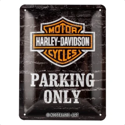 Bild av Nostalgic Art Plåtskylt i retrostil, Harley Davidson Parking Only Presentidé för motorcykelälskare, av metall, Deko vintagedesign, 15 x 20 cm