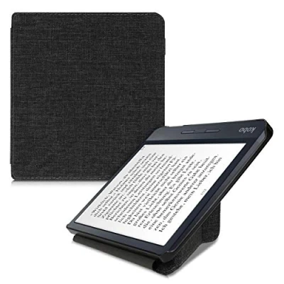 Bild av kwmobile fodral kompatibelt med Kobo Libra H2O tyg eReader skyddsfodral mörkgrå