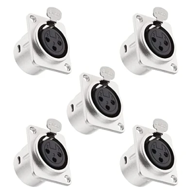 Bild av Skapa idé 5 st XLR 3 stifts honuttag ljudadapter kontakt metall honkontakt adapter för mikrofon musikinstrument