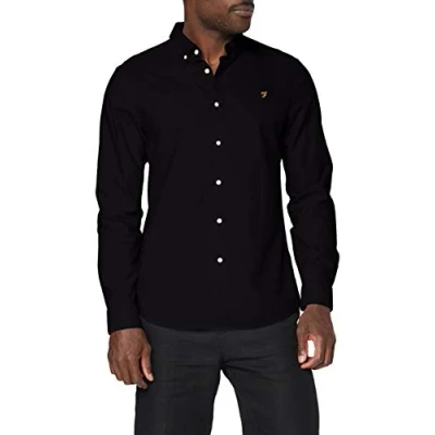 Bild av Farah Herr Brewer bomull Oxford Slim Fit skjorta, Svart, M