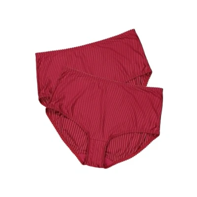 Bild av Ulla Popken dam stora storlekar överdimensionerade miditrosor plus size 2 pack, nålränder, högre snitt 800279, Mörkröd, 46 48