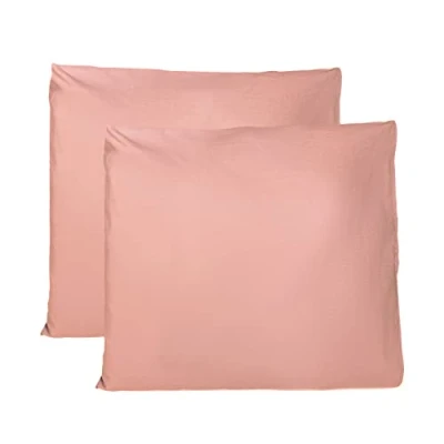 Bild av Par av örngott 100% ren bomull 65x65 CM, set om 2 sängkuddsöverdrag tillverkade i Italien, kuvertstängning, enfärgade, standardstorlek Puderrosa