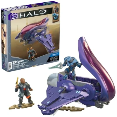 Bild av MEGA Halo byggleksaksset, FLEETCOM Mongoose flygfarkost med 205 delar, 2 ställbara mikroactionfigurer och tillbehör, HNC56