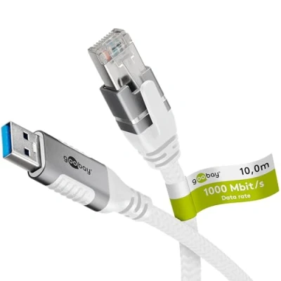 Bild av Goobay 74163, 10 m, Cat6, F/UTP (FTP), USB A, RJ 45, Vit