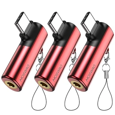 Bild av MOSWAG USB C till 3,5 mm uttagadapter, typ hörlurar aux digital ljudadapter zinklegering hörlursadapter för Samsung Galaxy S23 S22 Note10 A80 Huawei P50/P40 Pro, Google Pixel 4XL