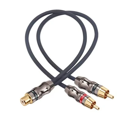 Bild av Devinal RCA splitterkabel, hona till dubbel hane guldpläterad adapter, stereo phono ljud Y kabel kraftig (1 2 hane) 25 cm (10&quot;)