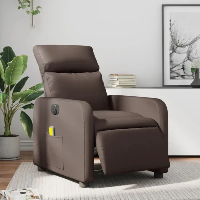 Bild av Elektrisk massagefåtölj brun konstläder