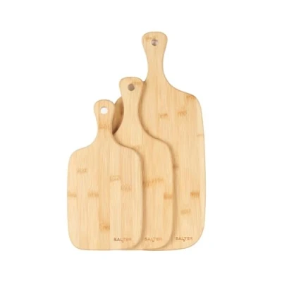 Bild av Salter Träskärbrädor 3 delat set i bambu 30 cm, 35 45 hacka, skära och kött, grönsaker, ost bröd, skyddar bänkskivor, paddelhandtag med krokar, BW06732EU7