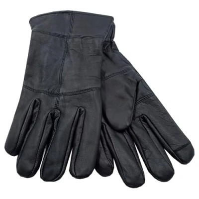 Bild av Herrar pekskärm läderhandskar Thinsulate fodrad termisk vinter körning utomhus, Svart, L/XL