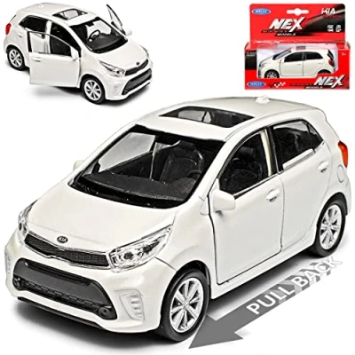 Bild av Welly K*I*A Picanto JA 5 dörrars vit från 2017 med returmotor ca 1/43 1/36 1/46 modell bil