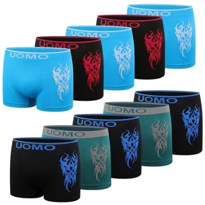 Bild av L&amp;K 10 pack boxershorts för pojkar av mikrofiber, storlek från 140/146 till 176/182 med motiv, bekvämt, elastiskt, sömlöst, barn, kalsonger, pojkar, 1601, 1601 flm pack, 164 170