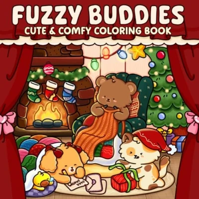 Bild av Fuzzy Buddies: Adorable and Relaxing Coloring Pages Featuring Cute Animals Cozy Scenes for Teens Adults