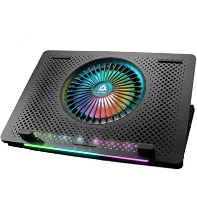 Bild av KLIM Orb + bärbar kylstativ med RGB bakgrundsbelysning 11&quot; 15,6&quot; datorkylplatta för skrivbord USB driven fläkt metallgaller stabil kompatibel Mac och PS4 NY