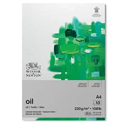 Bild av Winsor &amp; Newton 6532006 oljemålningspapper i block 10 ark DIN A4, 230 g/m², syrafri, utan optiska blekmedel, åldringsbeständig för oljefärger, oljepasteller och andra tunga färgapplikationer, vit