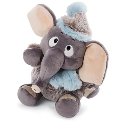 Bild av NICI 47273 Mjuk Elefant leksak 35cm Plyschleksaker för flickor, pojkar och småbarn Fluffiga uppstoppade djur att gosa leka med Gosiga elefanter från vinterkollektionen, grå/blå