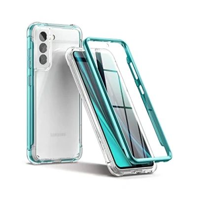 Bild av SURITCH Klart fodral till Samsung Galaxy S21 FE Inbyggt skärmskydd Hybridskydd hårt skal PC + mjukt gummi stötfångare robust skydd för 5G (2022) 6,3 tum (grön)