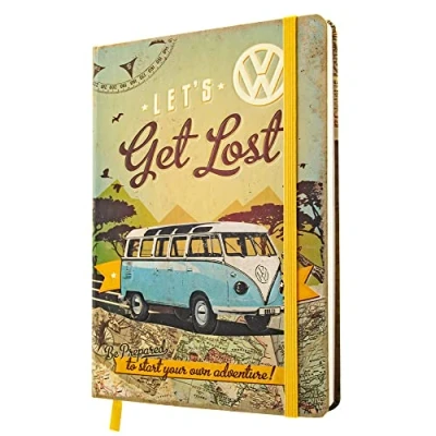 Bild av Nostalgic Art, Retro anteckningsbok prickad, Volkswagen Bulli T1 Let&#039;s Get Lost VW Bus presentidé, bullet journal vintage design, A5, 54006