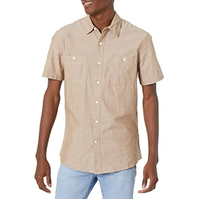 Bild av Amazon Essentials Men&#039;s Kortärmad Chambray skjorta, Ljusbrun, XXL