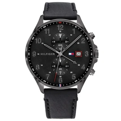 Bild av Tommy Hilfiger Herr multi urtavla kvarts armbandsur, svart, En storlek, Bälte