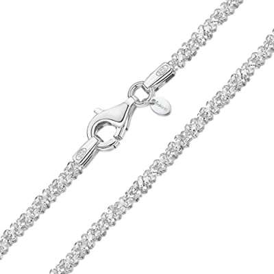 Bild av Amberta 925 Sterling Silver Halsband Diamant för Kvinnor 1.7 mm Snö /Klipp Kedjehalsband: 50 cm Fint