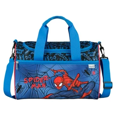 Bild av Scooli Marvel Spider Man sportväska för barn 23 x 35 16 cm rymligt huvudfack justerbar axelrem tillbehör skolan axelväska, blå, cm,