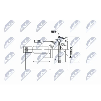 Bild av Drivknut, framaxel höger, vänster, hyundai santa fé i, sonata iv, trajet, xg, kia magentis 495003A302, 495003A310, 49500 3A3