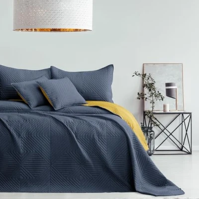 Bild av AmeliaHome överkast antracit honungsgult 240 x 260 sängöverkast dubbelsidig Ultrasonic quiltning polyester Softa