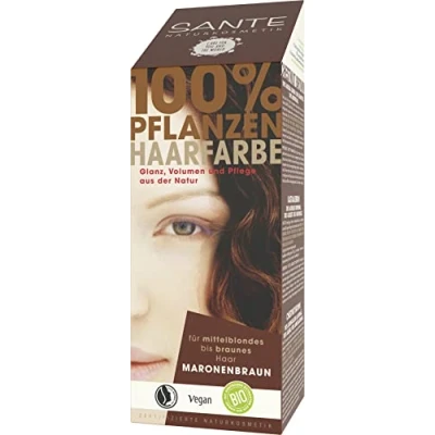 Bild av SANTE Naturkosmetik Växt hårfärg pulver rödbrun, fyllig brunton, glänsande färger, gråtäckning, vegan, 100 g