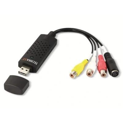 Bild av Technaxx Video Grabber USB 2.0 Capture Card Hi8, VHS till Digital DVD konvertering för Windows PC, med professionell redigeringsprogramvara Högkvalitativ ljud och videodigitalomvandlare TX 20
