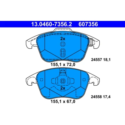 Bild av ATE 13.0460 7356.2 Jeu de plaquettes frein non préparé pour indicateur d&#039;usure, contact signal d&#039;usure exclu CITROËN: C4 II 5 portes