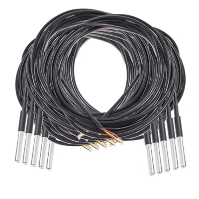Bild av AZDelivery 10 x 3M Kabel DS18B20 Digital Rostfritt Stål Temperatursensor, Vattentät, kompatibel med Arduino och Raspberry Pi inklusive en E Book!