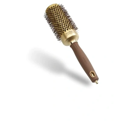 Bild av Olivia Garden Expert Blowout Shine Guld &amp; Brun 45 Rund keramisk antistatisk borste för glänsande och frissfritt föning