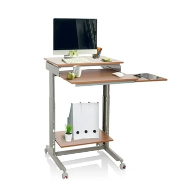 Bild av hjh OFFICE 830020 skrivbord arbetsstation WORKSTATION ståskrivbord hemmakontor, höjdjusterbar med rullar, tangentbordsöverdrag, Det stående skrivbordet för flexibel användning, Inklusive hjul