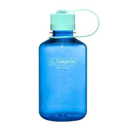 Bild av Nalgene vattenflaska lättviktig hållbar tritan BPA fri okrossbar flaska för backpacking, vandring, gym, 473 g, smal mun, blåklintsblå