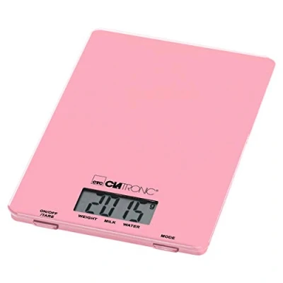 Bild av Clatronic köksvåg Mätområde upp till 5 000 g 1 steg Tarafunktion bakning matlagning glasvägningsyta automatisk avstängning LCD display gummerade fötter KW 3626 rosa